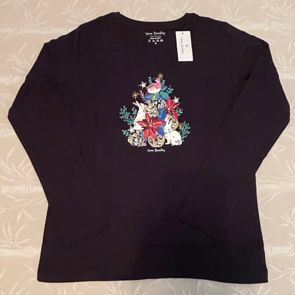 VERA BRADLEY "Winter Forest" Long Sleeved Graphic T-Shirt for Women  Size M  NWT